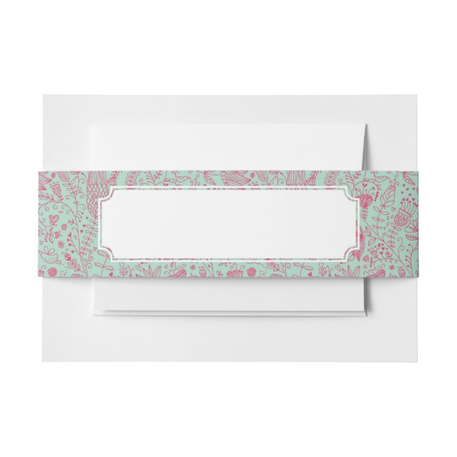 Summer cute floral pattern invitation belly band (Front Example)