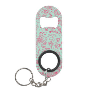 Summer cute floral pattern keychain bottle opener