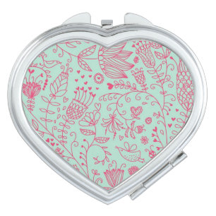 Summer cute floral pattern makeup mirror