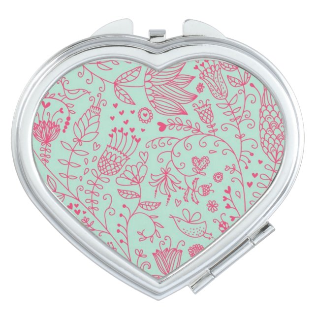 Summer cute floral pattern makeup mirror (Front)