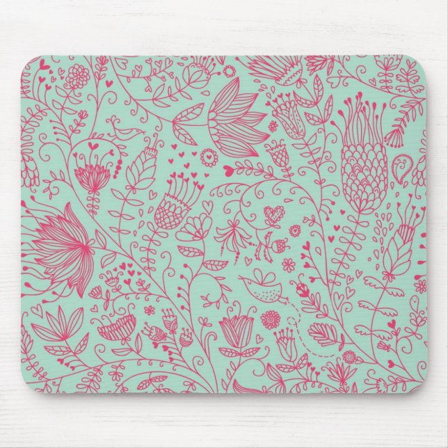 Summer cute floral pattern mouse pad (Front)