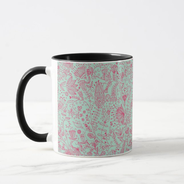 Summer cute floral pattern mug (Left)