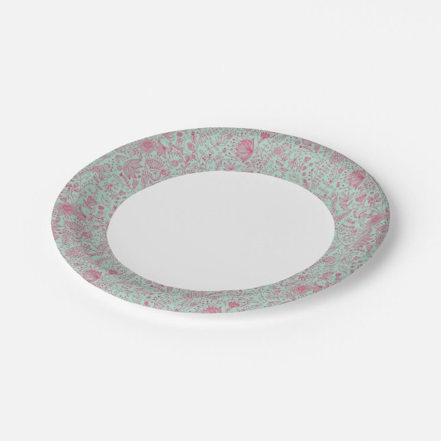 Summer cute floral pattern paper plates (Angled)