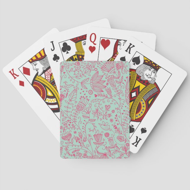 Summer cute floral pattern poker cards (Back)