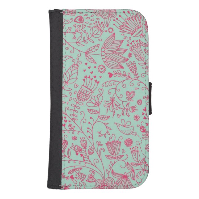 Summer cute floral pattern samsung galaxy wallet case (Front)