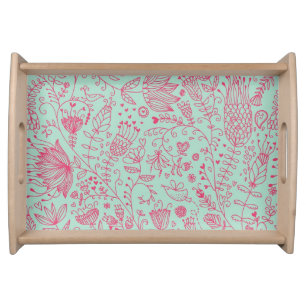 Summer cute floral pattern serving tray