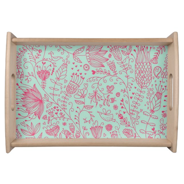 Summer cute floral pattern serving tray (Front)
