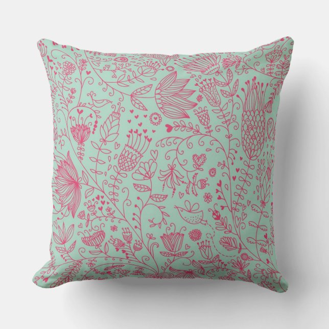 Summer cute floral pattern throw pillow (Front)
