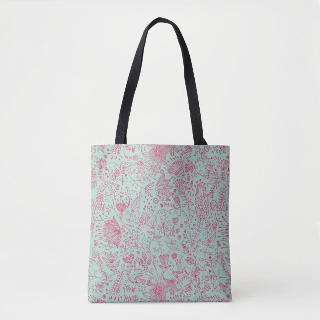 Summer cute floral pattern tote bag (Front)