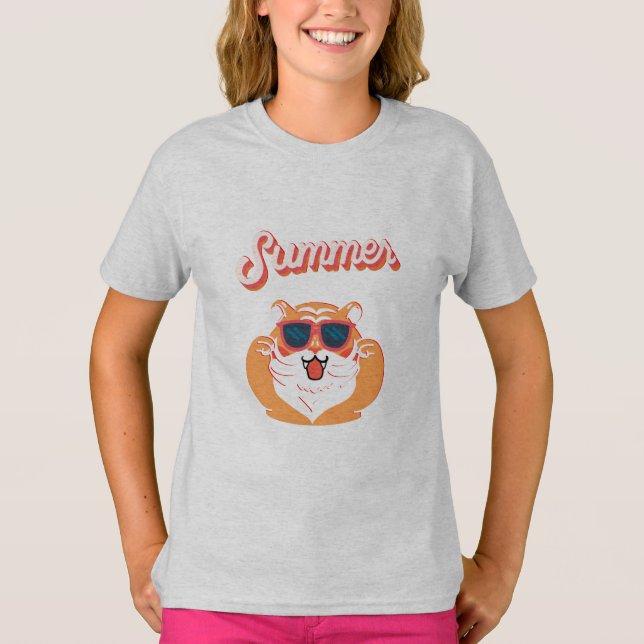 Summer Cute Tiger Kids T-Shirt (Front)