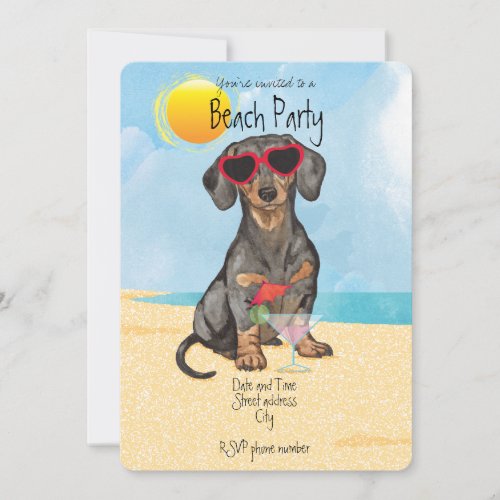 Summer Dachshund Beach Party Invitation