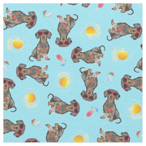 Summer Dachshund Fabric