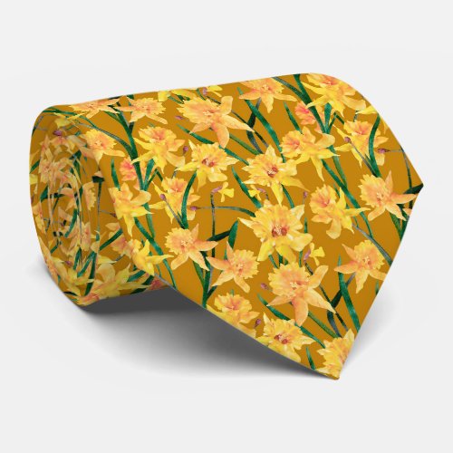 Summer Daffodil Pattern Neck Tie