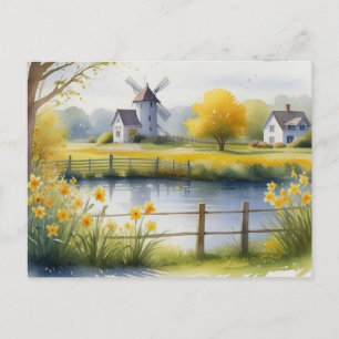 Summer Daffodils  Nature House Postcard Watercolor