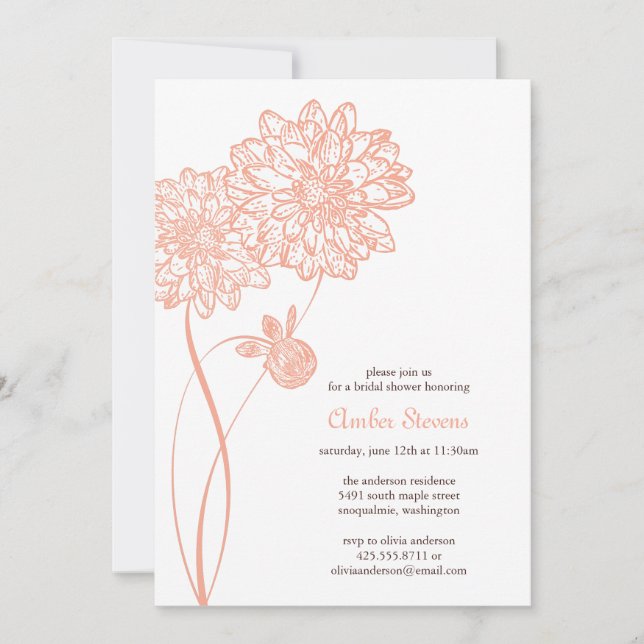 Summer Dahlias Shower/Party Invitation (Front)