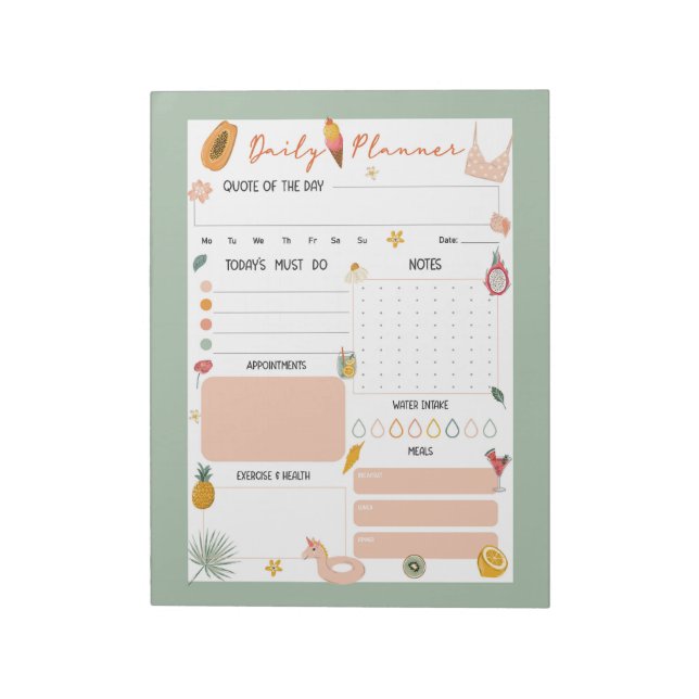 Summer Daily Planner Notepad  (Rotated)