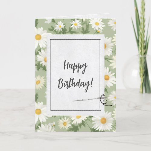 Summer Daisies and Needle Birthday  Card
