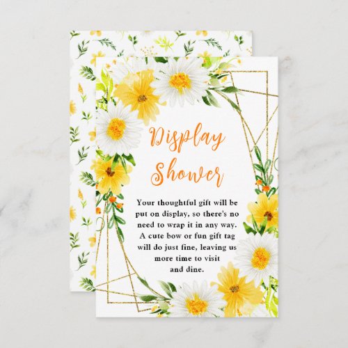 Summer Daisies Floral Baby Display Shower Enclosure Card
