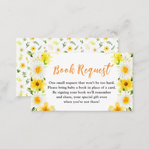 Summer Daisies Floral Baby Shower Book Request Enclosure Card