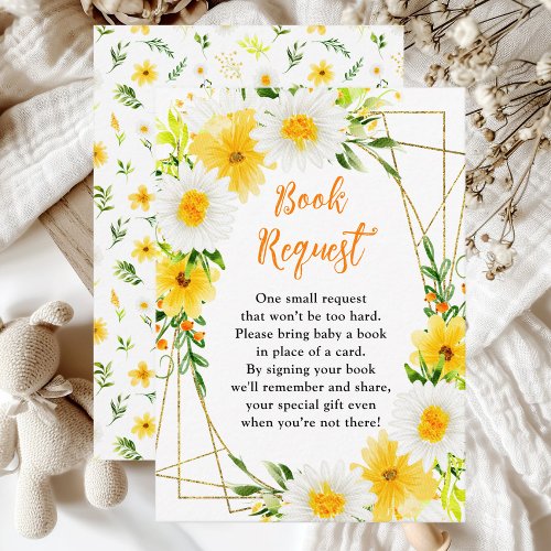 Summer Daisies Floral Baby Shower Book Request Enclosure Card