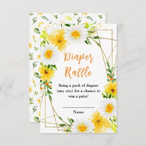 Summer Daisies Floral Baby Shower Diaper Raffle Enclosure Card