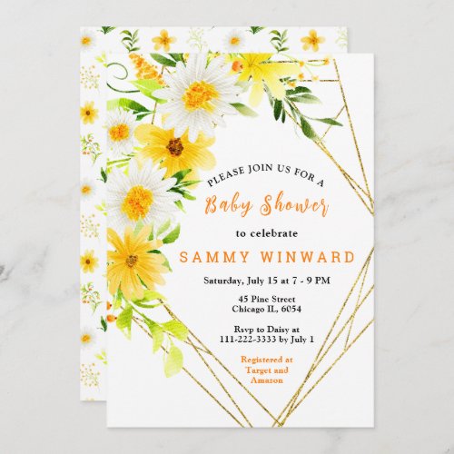 Summer Daisies Floral Baby Shower Invitation
