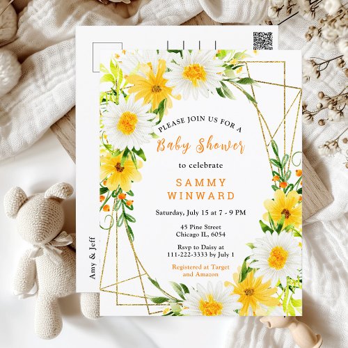 Summer Daisies Floral Baby Shower Postcard