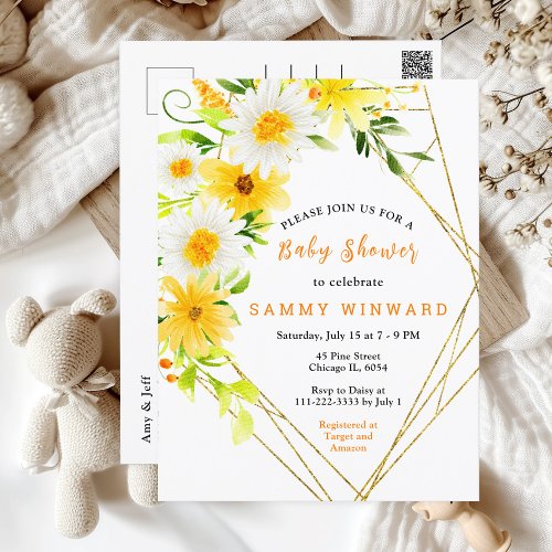 Summer Daisies Floral Baby Shower Postcard