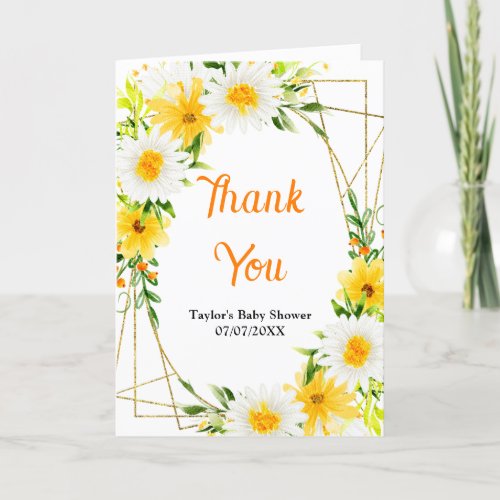 Summer Daisies Floral Baby Shower Thank You Card