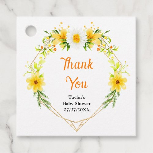 Summer Daisies Floral Baby Shower Thank You Favor Tags