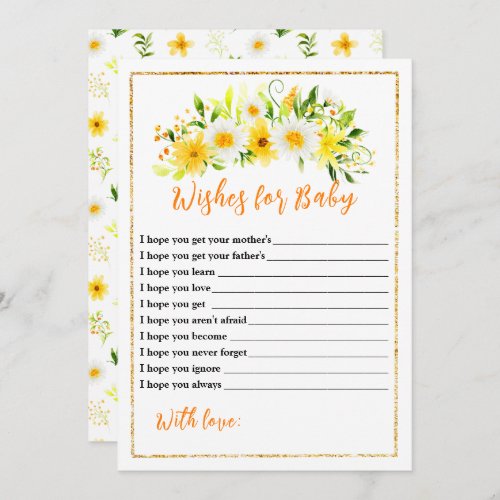 Summer Daisies Floral Baby Shower Wishes For Baby Invitation