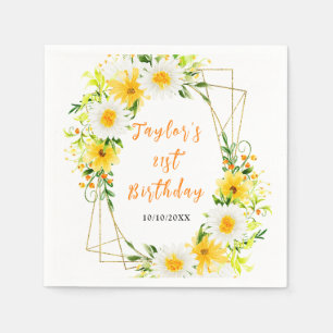 Summer Daisies Floral Birthday Napkins
