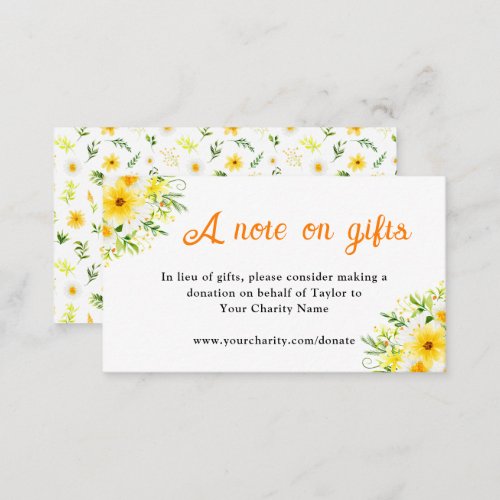 Summer Daisies Floral Birthday Note On Gifts Enclosure Card