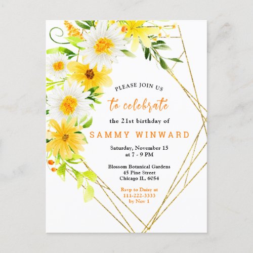 Summer Daisies Floral Birthday Postcard