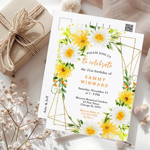 Summer Daisies Floral Birthday Postcard