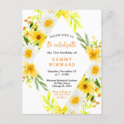 Summer Daisies Floral Birthday Postcard