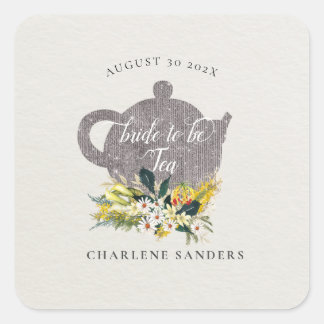 Summer Daisies Floral Floral Bridal Tea Square Sticker