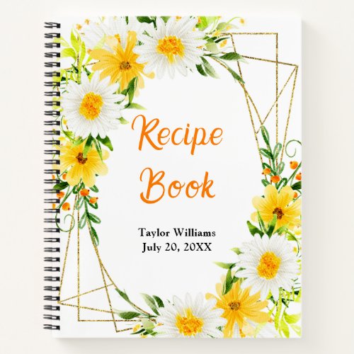 Summer Daisies Floral Recipe Book