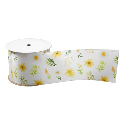 Summer Daisies Floral Satin Ribbon