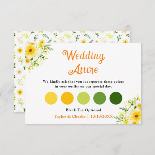 Summer Daisies Floral Wedding Attire Dress Code Enclosure Card