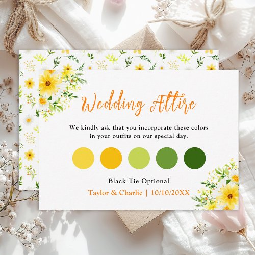 Summer Daisies Floral Wedding Attire Dress Code Enclosure Card