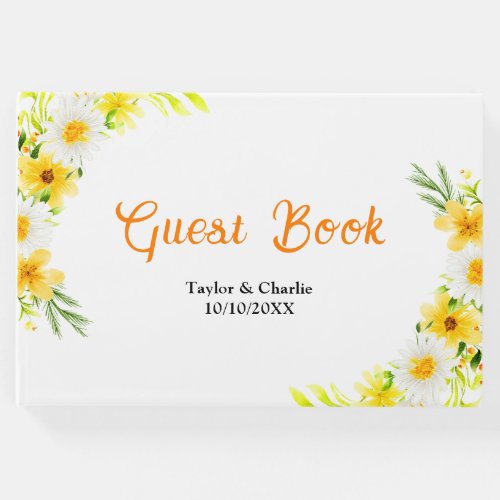 Summer Daisies Floral Wedding Guest Book