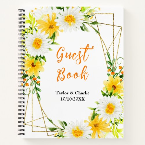 Summer Daisies Floral Wedding Guest Book