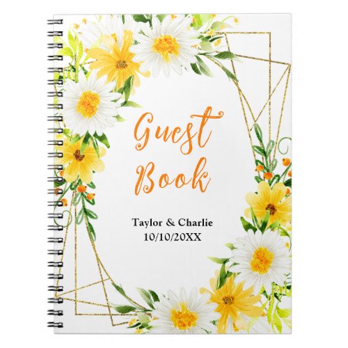 Summer Daisies Floral Wedding Guest Book