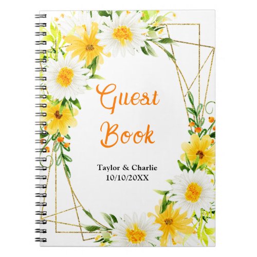 Summer Daisies Floral Wedding Guest Book