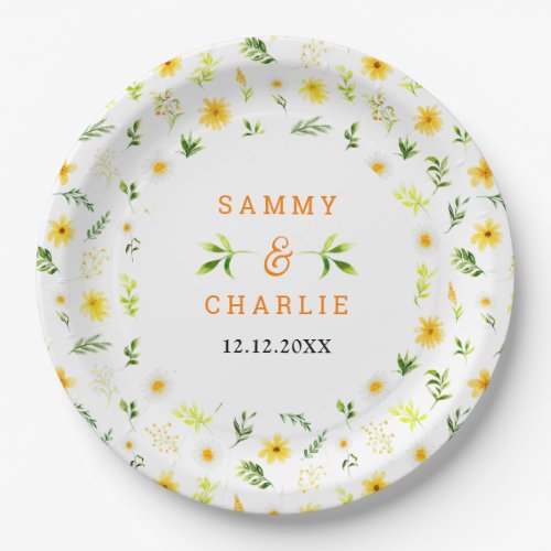 Summer Daisies Floral Wedding Paper Plates