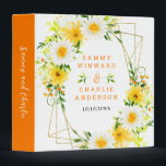 Summer Daisies Floral Wedding Photo Album 3 Ring Binder<br><div class="desc">This beautiful and elegant wedding binder features watercolor yellow flowers,  white daisies and foliage on a gold geometric frame. The text combines handwritten script and serif fonts for a stylish and modern look. This is perfect as a party planner,  photo album or guest book.</div>