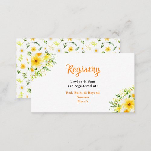 Summer Daisies Floral Wedding Registry Enclosure Card