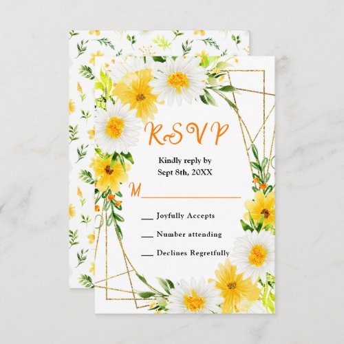 Summer Daisies Floral Wedding RSVP Card