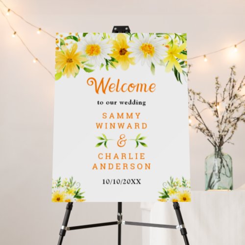Summer Daisies Floral Wedding Welcome Sign